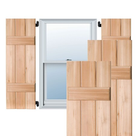 Exterior 3 Board (2 Batten) Real Wood Pine Board-n-Batten Shutters, Unfinished PR, RWB12X055UNP